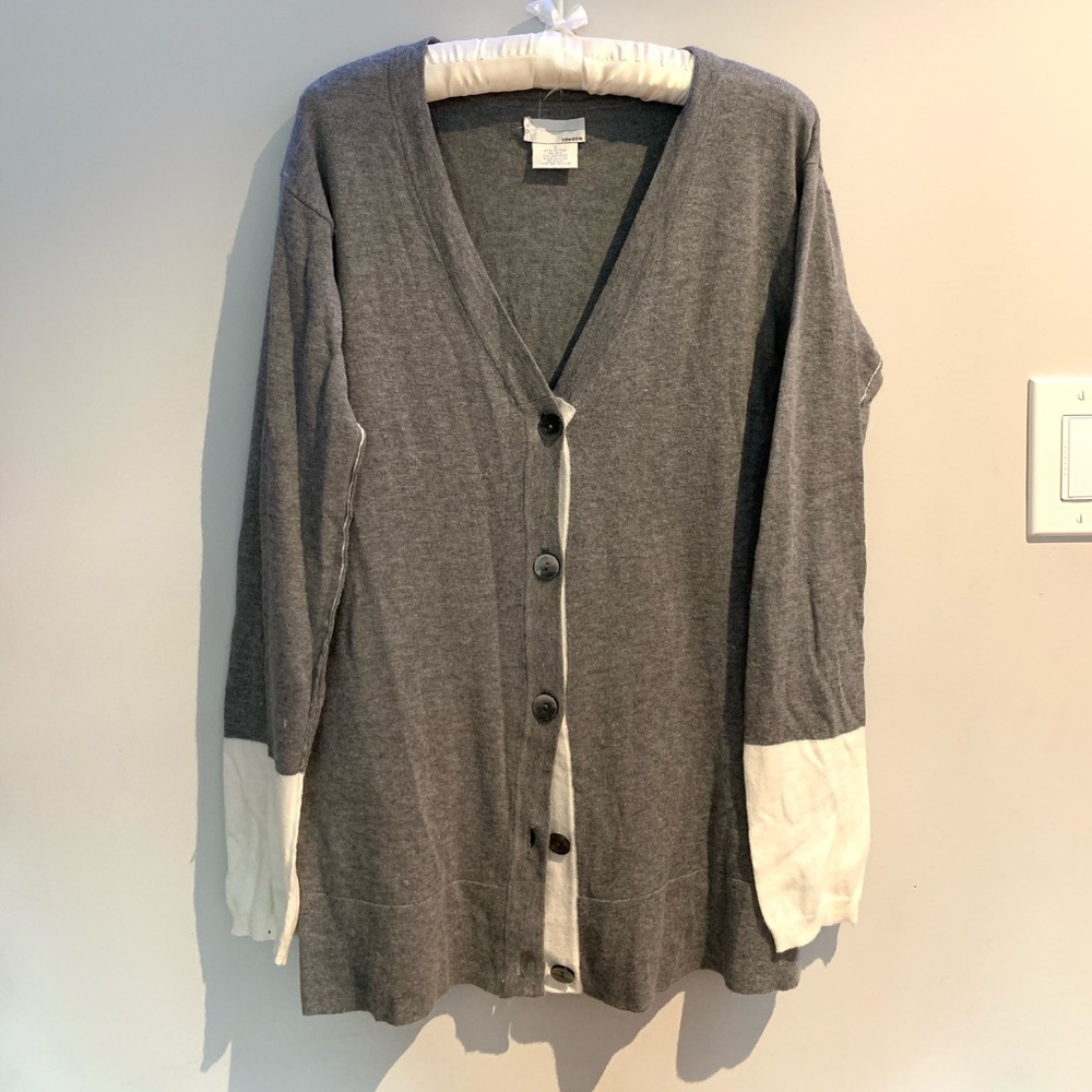 Bibelot gray and white cardigan, cotton/silk Small